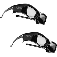 2X Hi-Shock DLP Pro 7G Black Diamond | DLP Link 3D Brille für alle DLP 3D Beamer | Kompatibel mit Optoma, Ace, Benq, Vivitec, Viewsonic, LG [Neuste Gen. | Shutterbrille | 96-144 Hz | 39g | Akku]
