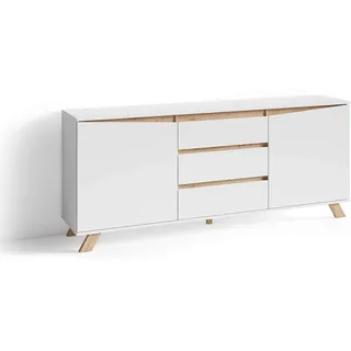 byLIVING Sideboard Valentin 180 x 80 x 38 cm Weiß / Artisan Eiche hell-braun
