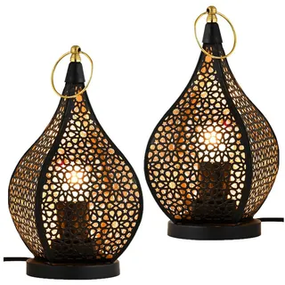 Marrakesch Orient & Mediterran Interior Orientalische Deko Tischlampe Schwarz 2 St.