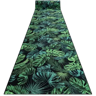 RugsX Läufer Antirutsch monstera Laub, Gummi grün 80 cm - Böden, Teppiche, Teppichläufer,