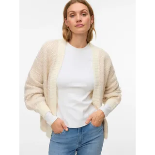 Strickjacke VERO MODA "VMLOVELY LS OPEN CARDIGAN", Damen, Gr. L, birch detail:with mel, silber mink mel, Strick, Obermaterial: 78% Polyester, 12% Nylon, 8% Wolle, 2% Elasthan, unifarben, regular fit normal, V-Ausschnitt, Strickjacken Strickjacke, mit Wolle und Stretch