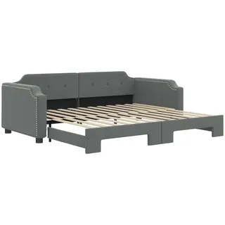 vidaXL Tagesbett Ausziehbar Dunkelgrau 80x200 cm Stoff - Grau