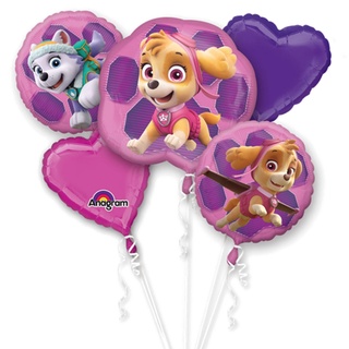 Amscan 3482801 - Bouquet Folienballon Set Paw Patrol Skye and Everest, 5 Ballons, Heliumballon