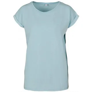 Build Your Brand Damen T-Shirt Ladies Extended Shoulder Tee, lang geschnittenes T-Shirt für Frauen, Baumwolle, Ocean Blue, XXL