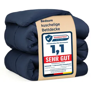 BEDSURE Bettdecke 155x220 Ganzjahresdecke Steppdecke - Bettdecke 155x220cm 4 Jahreszeiten Bettdecken - Oeko-TEX Zertifiziert 300GSM Blau, Weiche Warm Duvet Schlafdecke für Allergiker