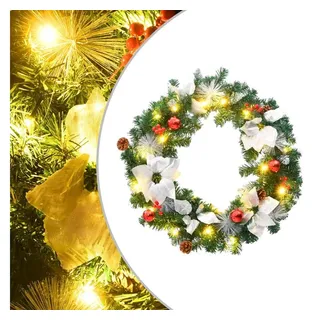 vidaXL Weihnachtskranz mit LED-Leuchten Grün 60 cm PVC