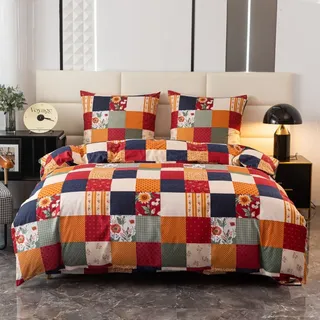 Baumwollbettwäsche 160x200 kariert - Bunt