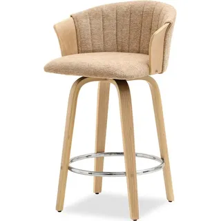Drehbarer Barhocker MANUELA - beige / eiche - Beige, Braun