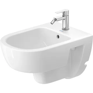 Duravit D-Code Wandbidet Compact, mit Hahnloch und Überlauf, 370 × 540 × 340 mm, Weiß Hochglanz, 2723150000