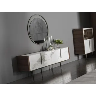 Luxus Esszimmer Modern Sideboard mit Spiegel Design Einrichtung Neu - Weiß
