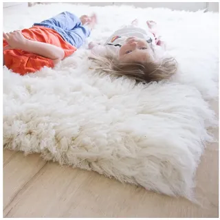 Steffensmeier Flokati Teppich Flokati 4000 | Wolle, Natur, Größe: 55x110 cm Original aus Griechenland, Wohnzimmerteppich, Schlafzimmerteppich