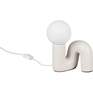 REALITY Leuchten Tischleuchte "QUINN, Keramik Tischlampe m. Glasschirm, ohne Leuchtmittel 1xG9 max5W" G9 1 Stk. warmweiß - kaltweiß Design Nachttischlampe, Schreibtischlampe Höhe 22cm, Glas Lampenschirm, greige