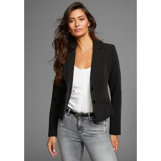 Kurzblazer MELROSE, Damen, Gr. 44, schwarz, Web, Obermaterial: 95% Polyester, 5% Elasthan. Futter: 100% Polyester, unifarben, sehr figurbetont kurz, Blazer Kurzblazer
