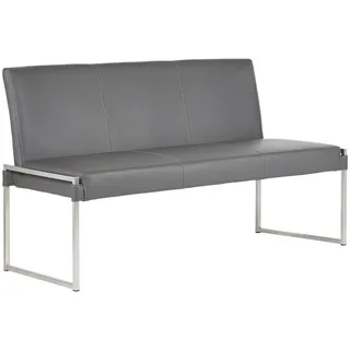 Bert Plantagie Sitzbank , Grau, Edelstahlfarben , Metall, Leder , Echtleder , Color-Finish-Leder , 160x90x65 cm , Lederauswahl , Esszimmer, Bänke, Sitzbänke