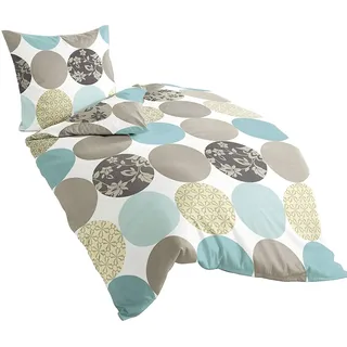 Bierbaum, Mako-Satin-Bettwäsche , Designed in Germany, 6383 türkis 02, 135x200 cm + 80x80 cm