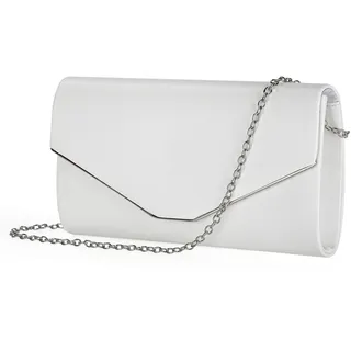 BAIGIO Damen Clutch Leder Elegant Abendtasche PU Brauttasche Weisse Clutch mit Abnehmbarer Kette Formal Handtasche für Hochzeit Party Prom
