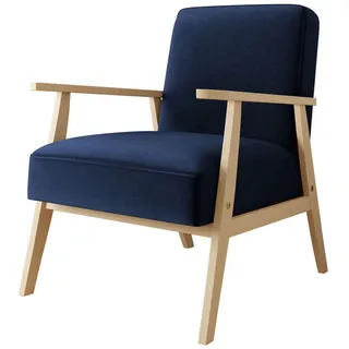 Mirjan24 Sessel Retro , Blau , Holz , Kiefer , Rechteckig , 59x76x67 cm , Wohnzimmer, Sessel, Polstersessel