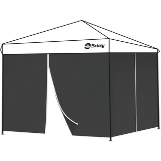 Sekey 2PCS Seitenwände für Pavillon 3x3 Wasserdicht Winterfest, Seitenwände für Pavillon Partyzelt Gartenzelt 3x3m, 1 Fenster 1 Tür, (Schwarz, 2 Türen)