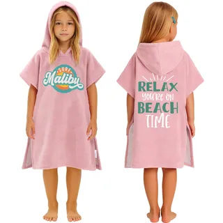 CalmyBEACH Badeponcho Kinder Poncho Handtuch - Mädchen Jungen Surf Frottee Bademantel Badetuch Baumwolle Strandponcho Surfponcho Kapuzenhandtuch 1-3 Jahre Rosa