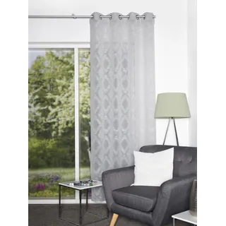HOME WOHNIDEEN Vorhang HOME WOHNIDEEN "FAJOLLE" Gr. 1, grau, B:140cm H:245cm, Polyester, Gardinen, Ösenschal Leinenoptik Scherlimusterung