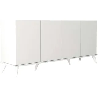 Kommode Paine, Wohnzimmerbuffet, Wohnzimmer-Sideboard, Moderne Küchen-Speisekammer, 180x45 h81 cm, Weiß - Weiß