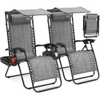 SereneLife Liegestuhl Klappbar 2er Set  Schwarz