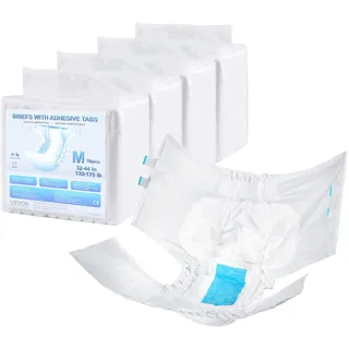 Vevor Inkontinenzslips für Erwachsene mit Laschen, Inkontinenzhosen, Einwegwindeln mit auslaufsicherem 3D-Rundumschutz & Nässeindikator – Größe M, 40 Stk. (4 Packungen à 10 Stk.)
