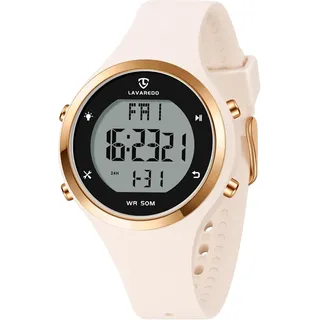 Watch For Damen Armbanduhr mit Silikonband,Digitaluhr Alarm,Stoppuhr,Datum,Licht,Timer,Zwei Zonen,Schlummer Vielseitige Funktionen Präzise Zeitmessung