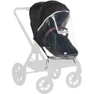 hauck Universal Kinderwagen Regenschutz 91 x 92 x 85 cm mit Reflektierender Umrandung, Kontakt & Belüftungs Fenster, Einfache Klettverschluss Befestigung am Kinderbuggy Sitz (Transparent)