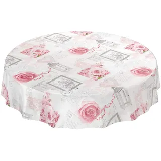 ANRO Tischdecke Wachstuchtischdecke Rund 120 cm Grau