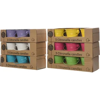Decoris Moskitoschutz-Kerzen-Set Ø 5 x 6,5 cm Mehrfarbig 45 g - Blau, Gelb, Lila, Weiß, Rosa, Grün
