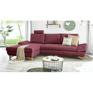 furn.design Ecksofa "Skalm" in bordeaux Velours Wohnzimmer Sofa 284 cm - bordeaux