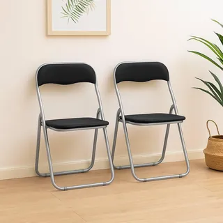 Dmora Klappstuhl Marbella Schwarz 2er-Set, gepolstert