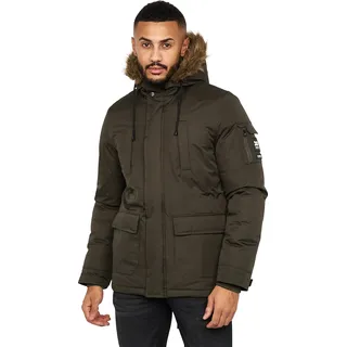 Crosshatch - "Parkmoore" Parka für Herren BG648 (L) (Dunkel-Olive) - Schwarz
