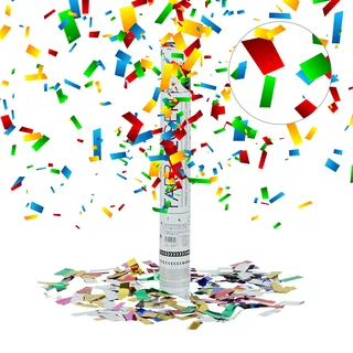 Relaxdays 10020854 Party-Popper 40 cm, 6-8m Effekthöhe, Konfetti-Shooter, Konfetti-Kanone, Bunt