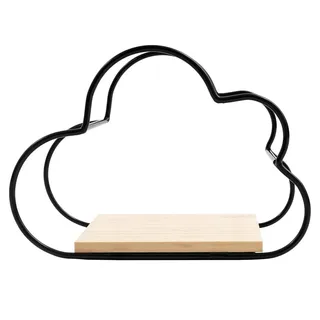 Wolkenförmige Wandregale - Set mit 3 Schweberegalen - Metall & Holz - Für Küche & Bad - Gewürz- & Hautpflege-Aufbewahrung - Schwarz