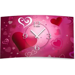 Herzen Love Designer Wanduhr modernes Wanduhren Design leise kein ticken dixtime 3D-0105 - Rosa