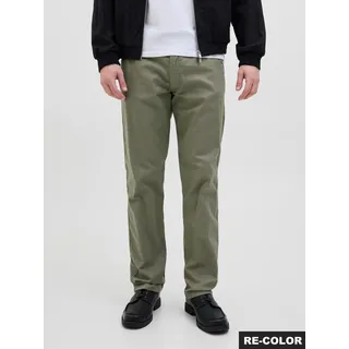 Stoffhose JACK & JONES "JPSTKANE HYBRID BONDI JOGGER SN", Herren, Gr. M, N-Gr, grün (deep lichen grün), Web, Obermaterial: 80% Baumwolle, 20% Leinen, unifarben, relaxed fit knöchellang, Hosen Stoffhose, Baumwolle mit Leinen, locker geschnitten