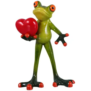 NUOBESTY Frosch Figuren Statue mit Herz Harz Frosch Ornament Gartenfigur Dekofigur Teichdeko Frösche Gartenzwerge für Außen Balkon Geburtstag Hochzeit Valentinstag Party Tischdeko Grün
