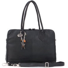 Catwalk Collection Handbags - Damen Leder Schultertasche Groß - Arbeitstasche für Notizbuch A4 - Abnehmbarer Schultergurt - GROSVENOR - Schwarz