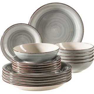 Tafelservice MÄSER "Lumaca", grau (rauchblau), 18, Geschirr-Sets, Tafelservice