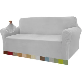Granbest High Stretch Sofabezug Moderne Sofaüberwurf Jacquard Elastische Sofahusse für Wohnzimmer Protector für Hunde Haustiere (3 Sitzer, Silbergrau)