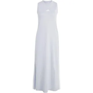 adidas Women's Essentials 3-Stripes Long Racerback Dress, Halo Silver/White, XS