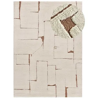 Atticgo Webteppich im skandinavischen Stil Creme Candela 80/150 cm , Textil , Abstrakt , Rechteckig , 80x150 cm , Oeko-Tex® Standard 100 , antistatisch, für Fußbodenheizung geeignet, leicht zusammenrollbar , Teppiche und Böden, Teppiche