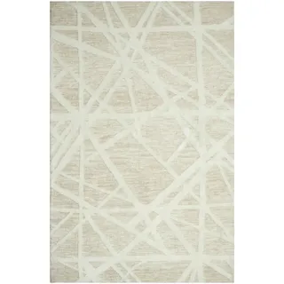 Xxxl Teppich , Weiß, Beige , Textil , geometrisch , rechteckig , 190x290 cm , Oeko-Tex® Standard 100 , rutschfest, pflegeleicht, leicht zusammenrollbar , Teppiche Und Böden, Teppiche, Webteppiche