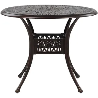 Beliani Gartentisch Ø 90 x 72 cm Braun/Grau