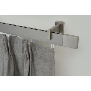 GARESA Gardinenstange Flat silber vernickelt L:100cm, Aluminium, Gardinenstangen, Rechteckprofil, Wandmontage, perfekter Lauf, modern, verlängerbar