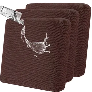 Stretch Sitzkissen Sofabezug Rutschfest Sitzkissenbezüge: 3 Stück moderne Couchkissenbezug wasserabweisende Gartenkissen superweiche Couchkissen Schonbezüge geeignet für Sessel, Sofasitzbezug (Kaffee)