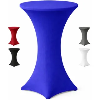EXKLUSIV HEIMTEXTIL Stehtischhusse für Bistrotisch mit 4 verstärkten Fußlaschen elastisch Stretch Oeko-TEX Zertifiziert Ø 80-85x110-120 cm Royalblau