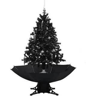 Schneiender Weihnachtsbaum mit Schirmfuß Schwarz 140 cm PVC - Schwarz